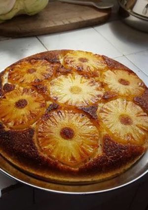 A picture of Upside down pineapple cake.