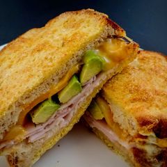 A picture of Ham Cheese and Avocado French Toast.