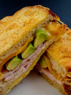 A picture of Ham Cheese and Avocado French Toast.