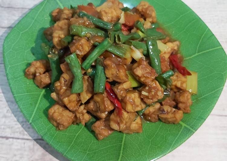 Tumis tempe kacang panjang