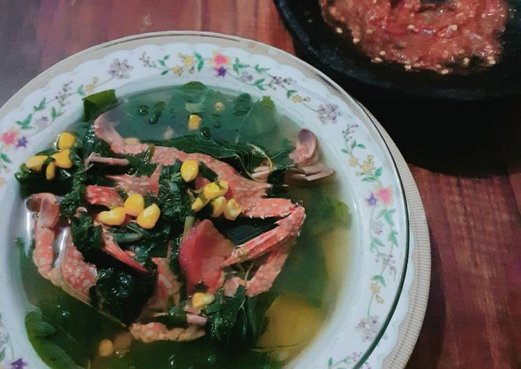 Rajungan Kuah Bayam Jagung Manis+Sambel Terasi