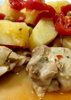 Una foto de Pollo a la portuguesa