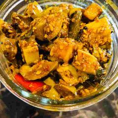 Mango green chillies pickle A picture of Mango green chillies pickle.