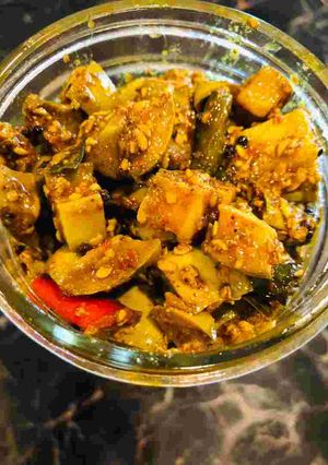 A picture of Mango green chillies pickle.