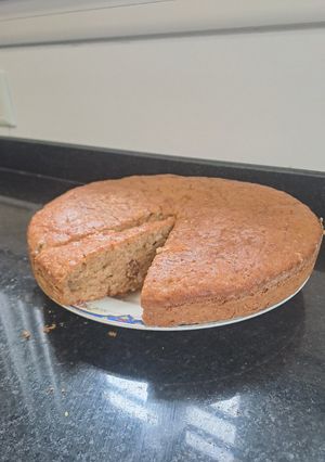 Una foto de Budín / torta de banana con nueces