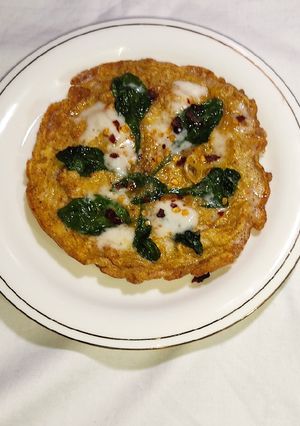 A picture of Spinach Cheese Omelette 🧀 🧀 🥬.