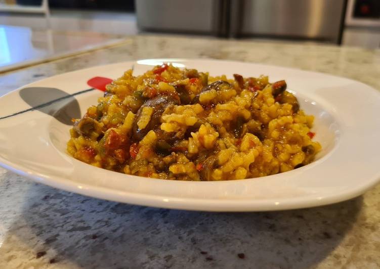 Arroz cremoso de rabo de toro y boletus