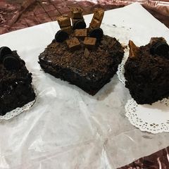 A picture of Eggless Chocolate layered cake.