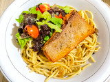 Spaghetti Salmon Aglio Olio