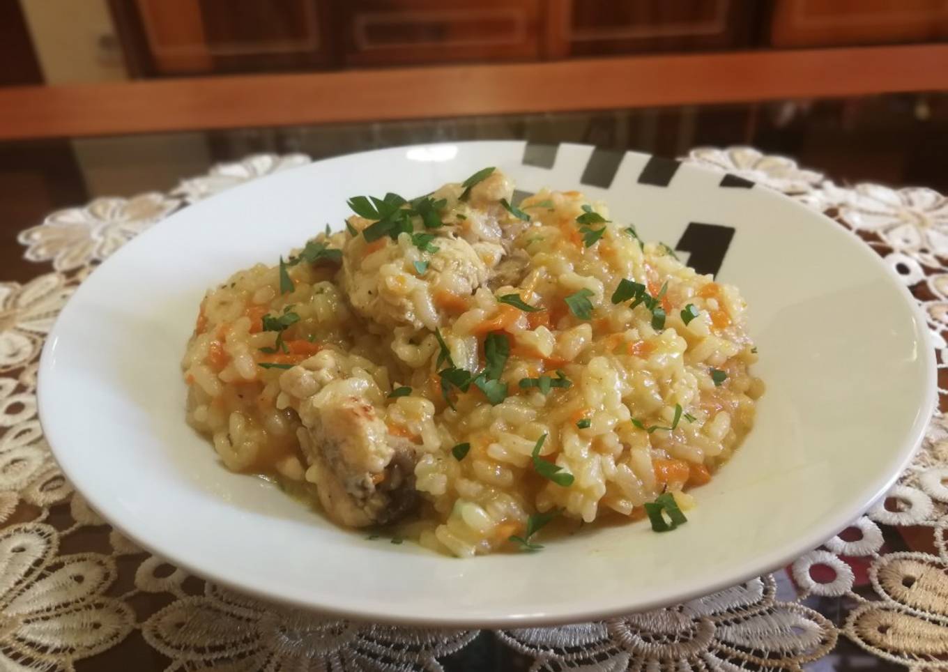Risotto de pollo y zanahoria