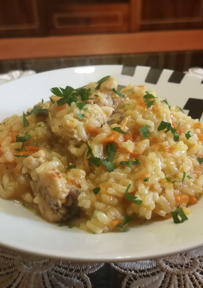 Una foto de Risotto de pollo y zanahoria