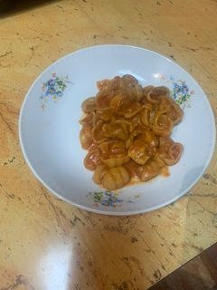 O poză a rețetei Paste cu porc în sos de roșii.