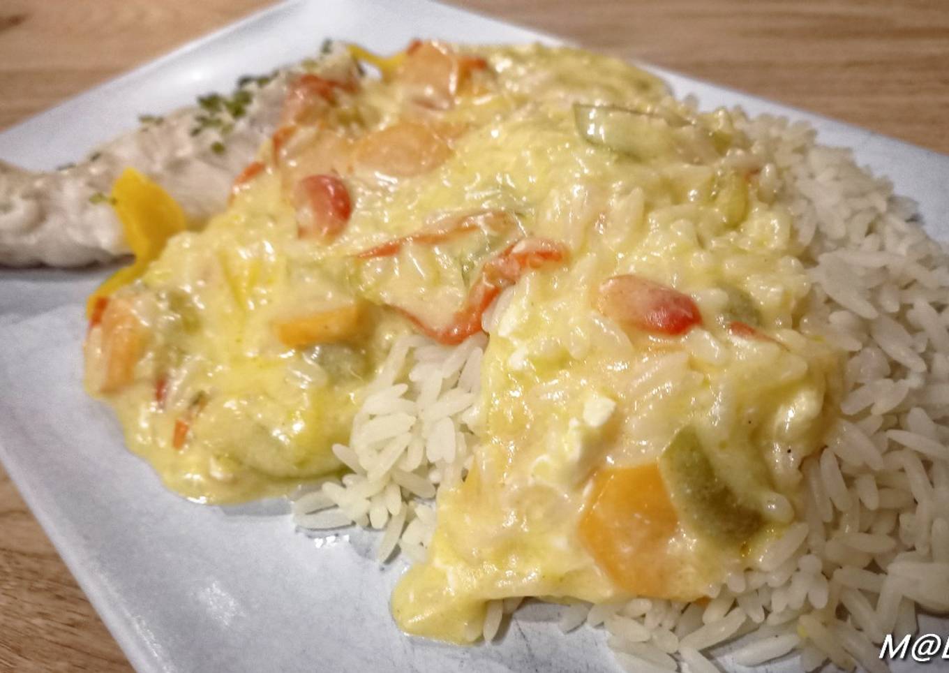 Cabillaud, riz et poivrons au curry au Cook Expert