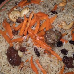 Afghani meatballs pulao A picture of Afghani meatballs pulao.