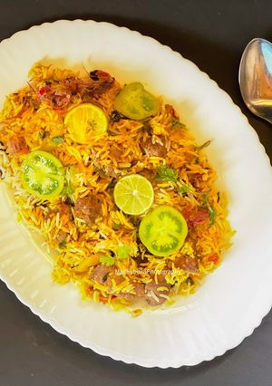 A picture of Mutton Kaleji Biryani.
