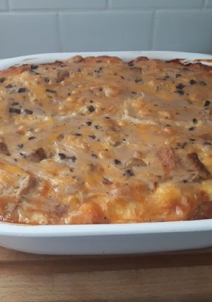 A picture of Nana's brunch casserole.