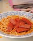 Salchichas y pasta con chipotle😍