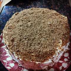 A picture of Black Forest Cake with Strawberry Filling.