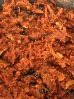 A picture of Nethili sambal (ikan Billis / anchovies).