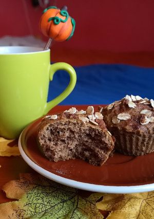 Tökös-banános muffin 🎃 (gl.-, laktóz és cukormentes verzió IS) recept fotója