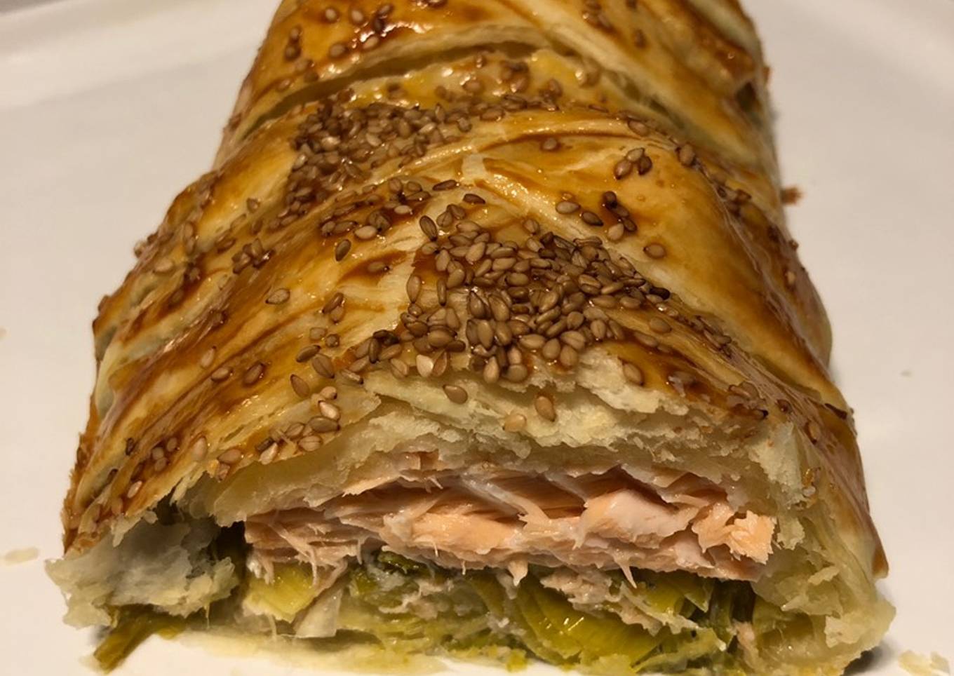 Feuilleté tresse saumon / poireaux