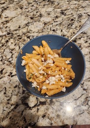 A picture of Orange Goat Cheese Pasta.