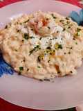 Risotto con crema di scampi e burrata