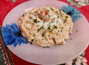 Foto di Risotto con crema di scampi e burrata