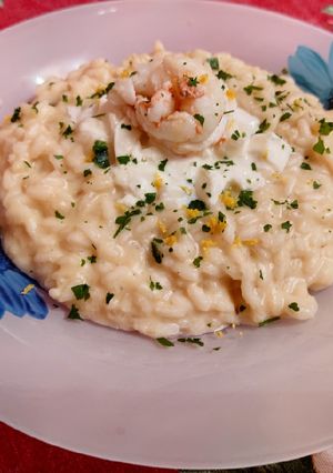 Foto di Risotto con crema di scampi e burrata