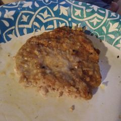 A picture of Baked pork cube steaks.