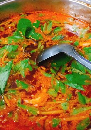 Hình của món Lẩu kim chi bò mực.