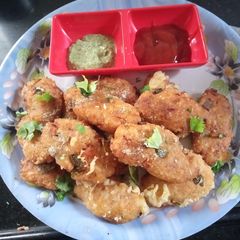 A picture of Vegetables Rice Cutlet Snacks Time.