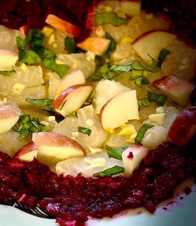 Une photo de Carpaccio de lingue,pesto d’Alsace
