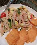 Revoltillo de huevo con jamón y tomatillos