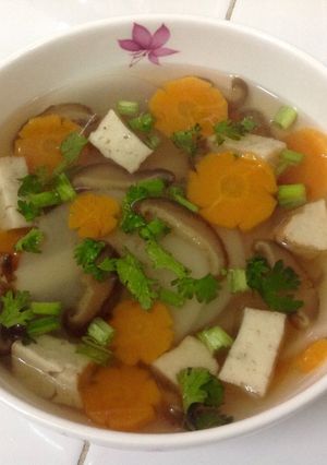 Hình của món Canh Bánh Phồng Tôm Chay.