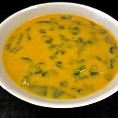 A picture of Coconut, Sweet Potato And Spinach Soup.
