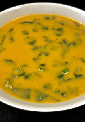 A picture of Coconut, Sweet Potato And Spinach Soup.