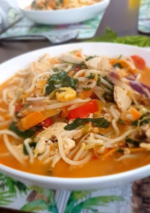 A picture of Red thai ramen.