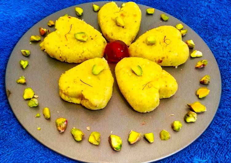 Steps to Prepare Super Quick Homemade Kesar pista sandesh