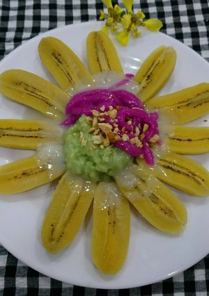 Hình của món Chuối sáp cốt dừa, bánh lọt.