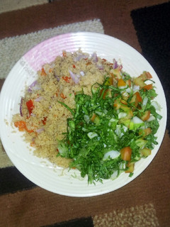 A picture of Couscous with veggies.