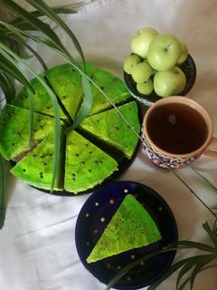 عکسی از دستور چیزکیک رویه با ژله سیب