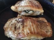 A picture of stuffed pork chops