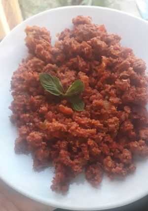 Una foto de Chorizo guisado rápido y fácil, tip para menos grasa (casi nada)