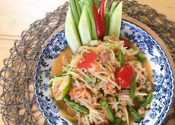 Unique Cuisine Thai Green Papaya Salad Recipe  SomTam Salad Sauce Recipe  ThaiChef food Delicious Simple
