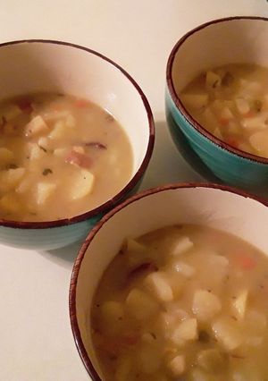 A picture of Homemade potato soup.