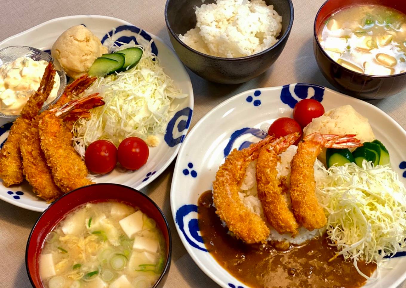 Japanese Shrimp Fry and Miso Soup