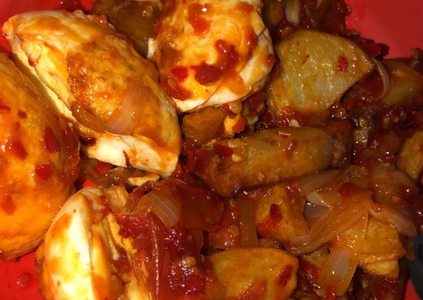 Telur saus pedas asam manis