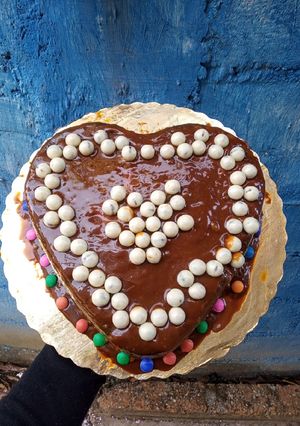 Una foto de Chocoflan del amor
