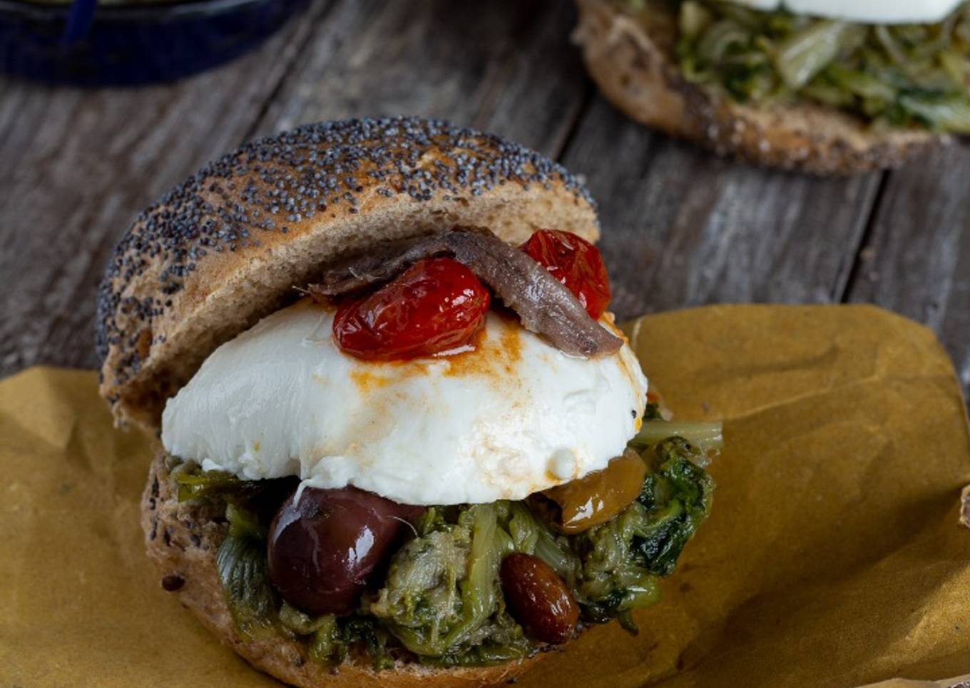 Gourmet endive and mozzarella sandwich